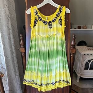 New!  Ocean Breeze Small tie-dye embroidered BoHo hippie gauze dress